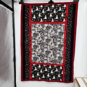 Handmade Quilt 33" x49" Reindeer Trucks Snowfall Snowman Tree Christmas Crib Lap